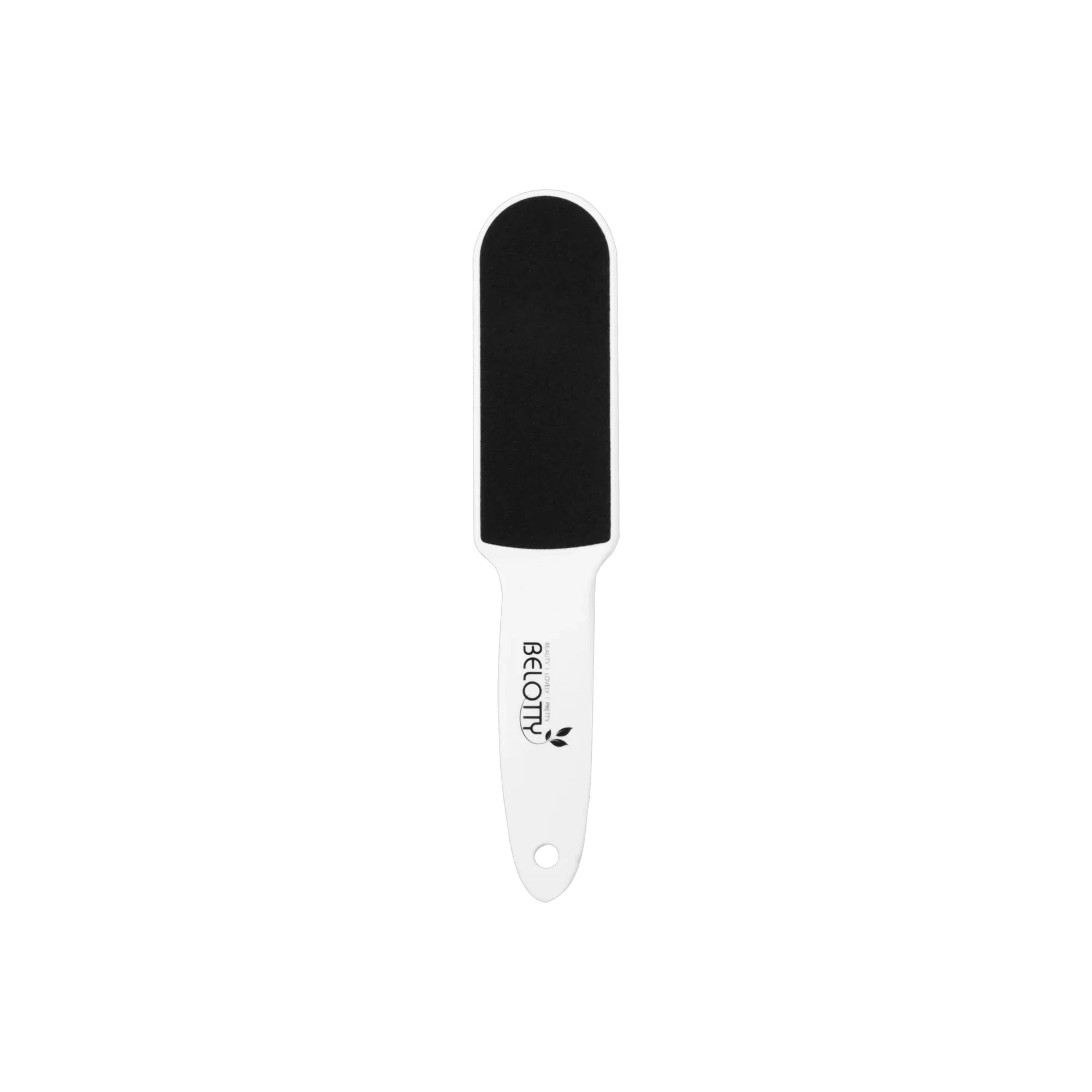 Black and white foot file with 'Belotty' branding on a white background