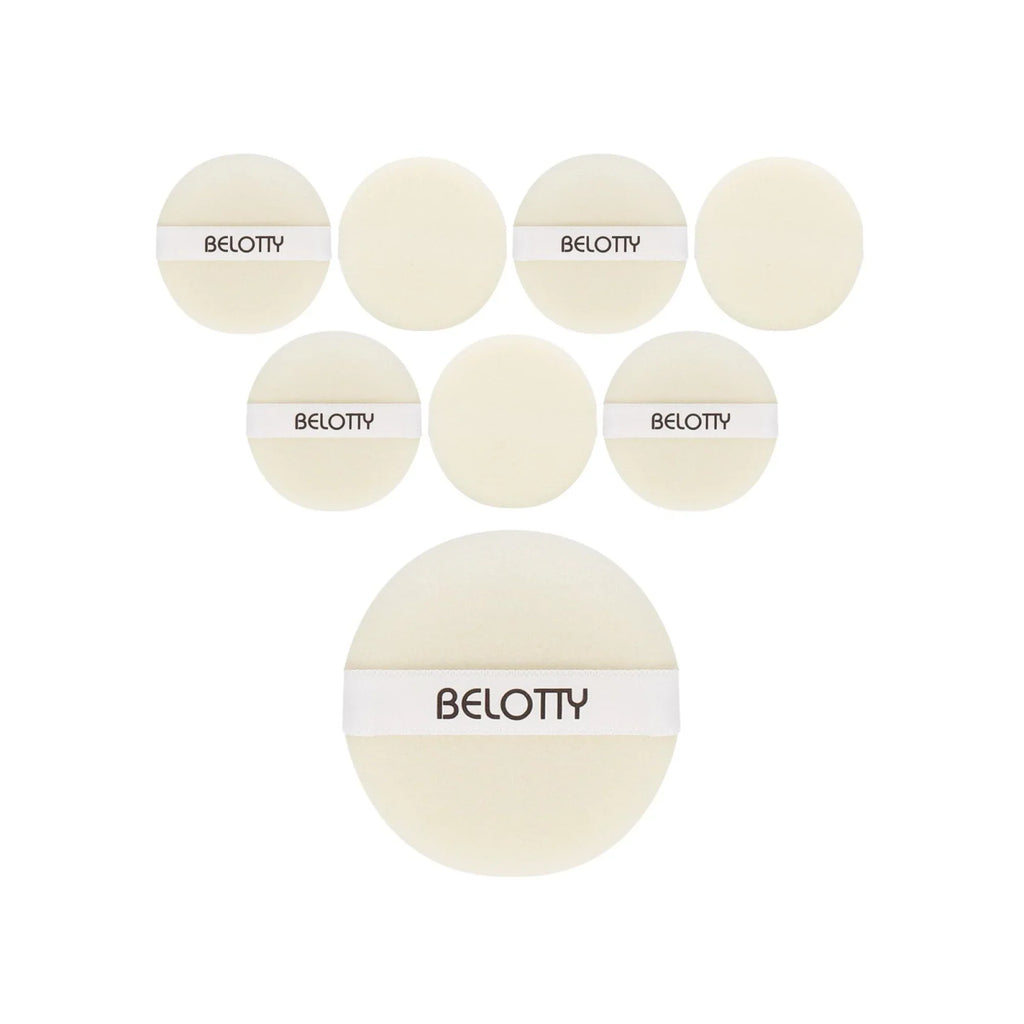 Set of round white Belotty products on a white background