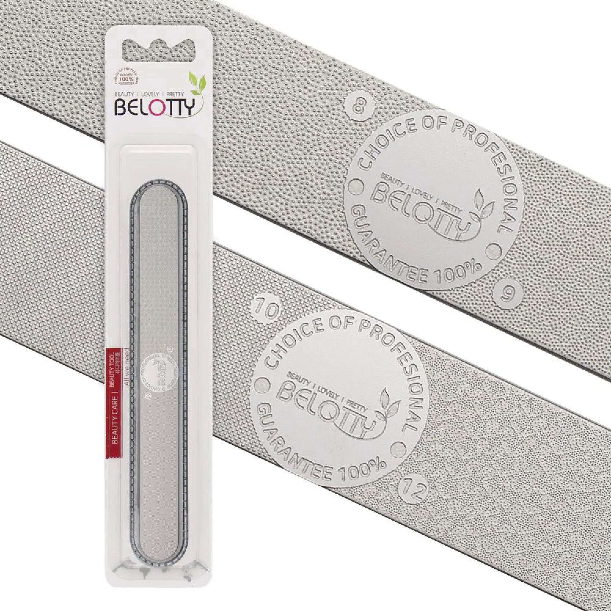 Belotty nail files with packaging on a white background